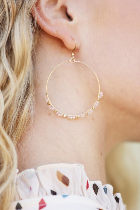 Circle Beaded Drop Hoops